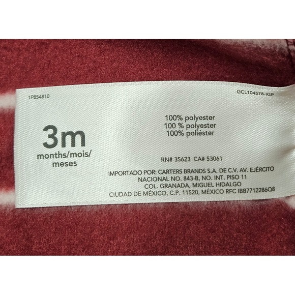 NWT Carter's 3 Months Fox Burgandy Fleece Sleep & Play Footed Pajamas 2 Way Zip - Picture 5 of 6